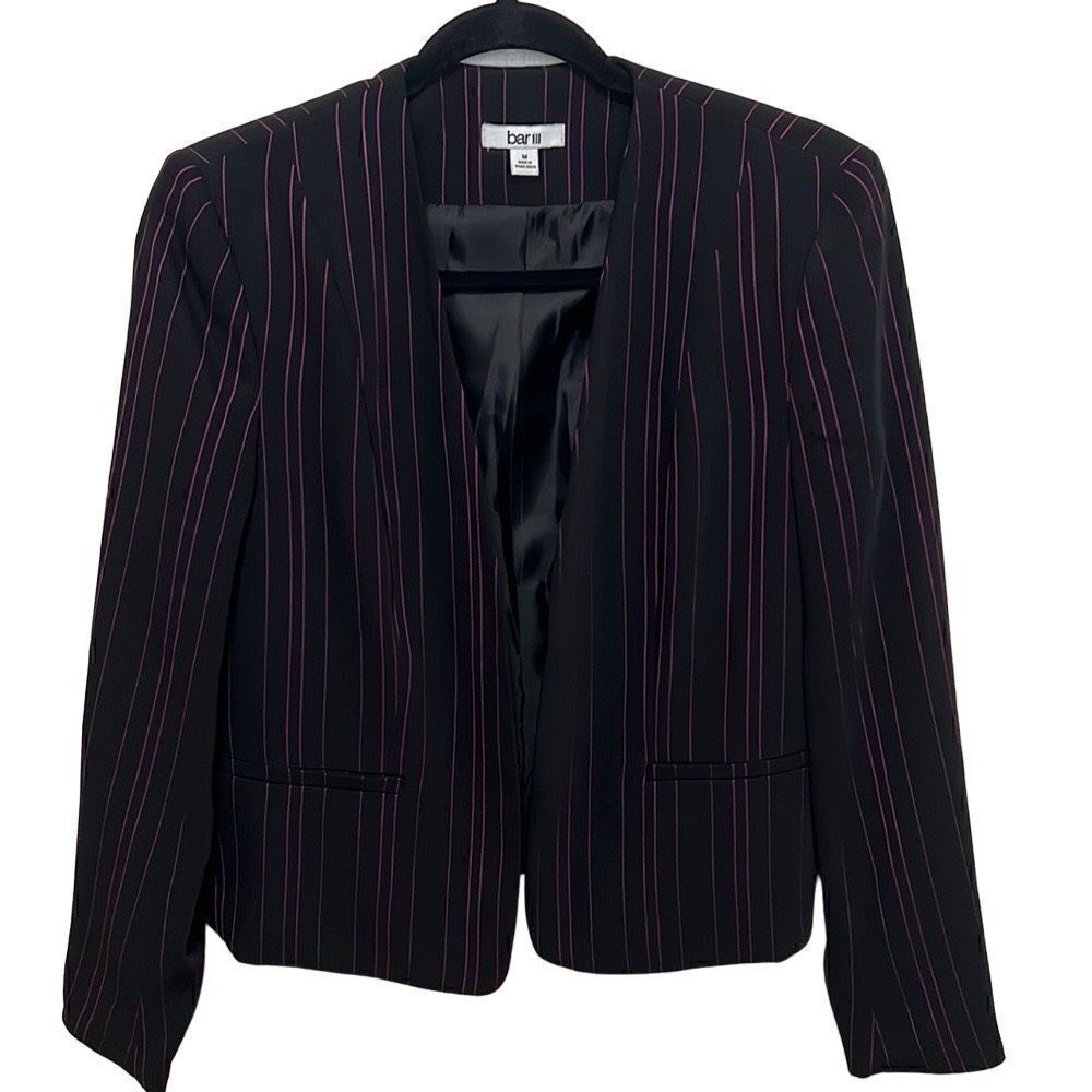 Bar III black and purple pinstripe blazer Size-M